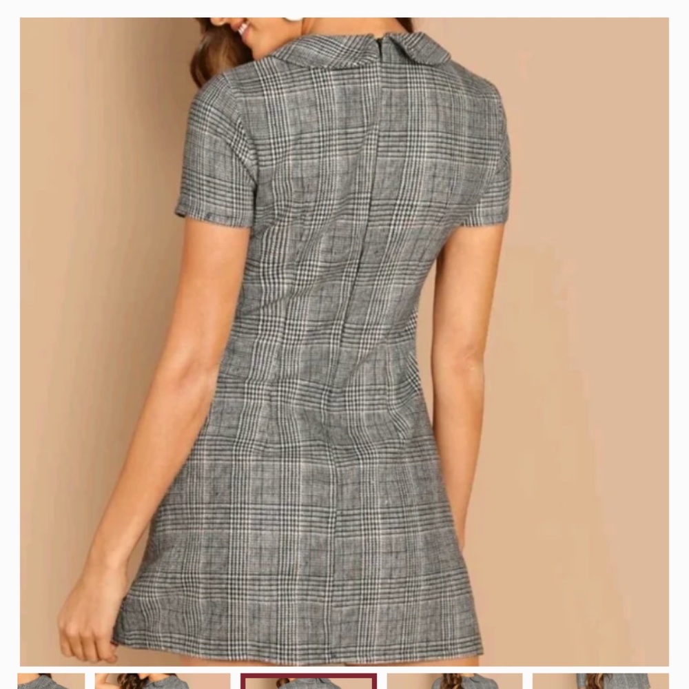 Shein plaid Peter Pan collar mini in red. Worn once - Picture 2 of 6